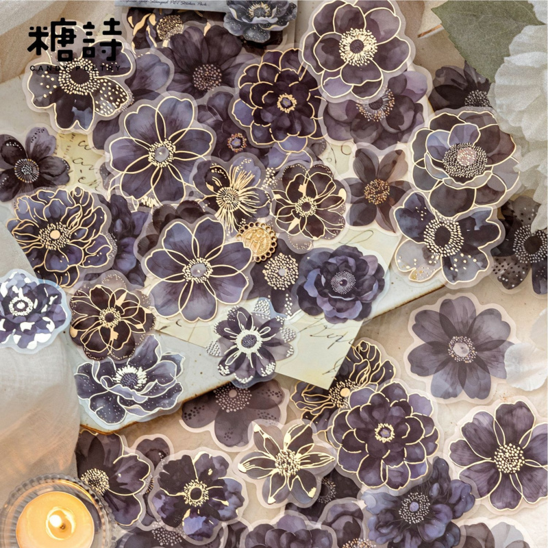 Gold Foil Flakes - 40 vellen vintage prachtige bloemen stickers