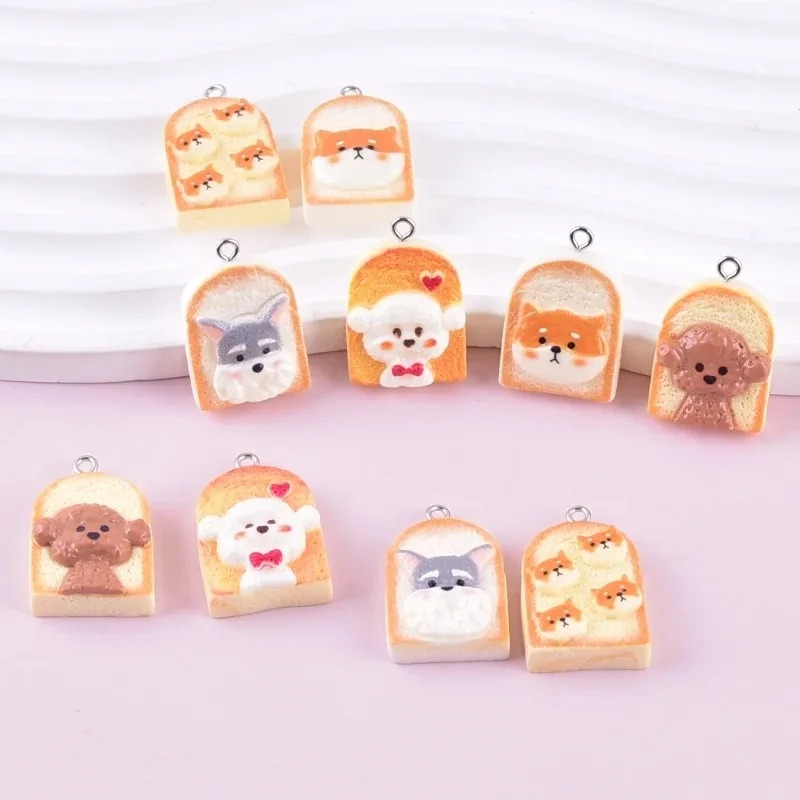 Resin Crafts Diy - 10 stuks schattige toast hond hars